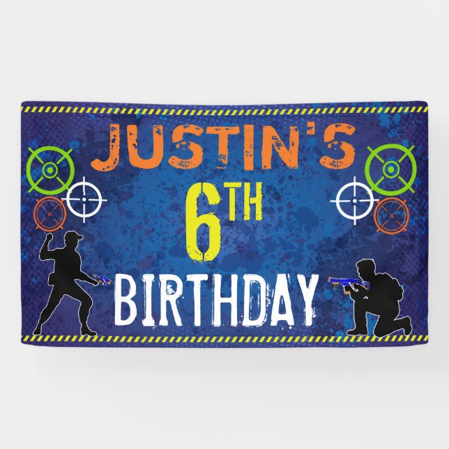 Lona Partido de Cumpleaños de los Soldados de Dart Wars (Horizontal)