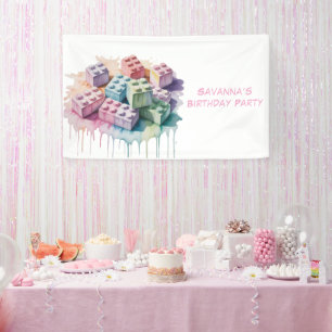 Lona Partido de cumpleaños del Chica de Pastel Building