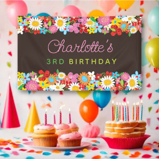 Lona Partido de cumpleaños del Jardín de las Flores de