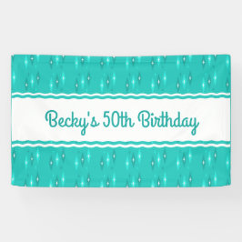 Lona Partido de Cumpleaños del Personalizado Retro Turq