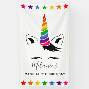Lona Partido de Cumpleaños Glam Rainbow Unicorn