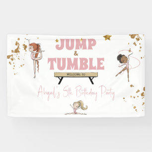Lona Partido de cumpleaños "Salto Rosa y Tumble Gymnast