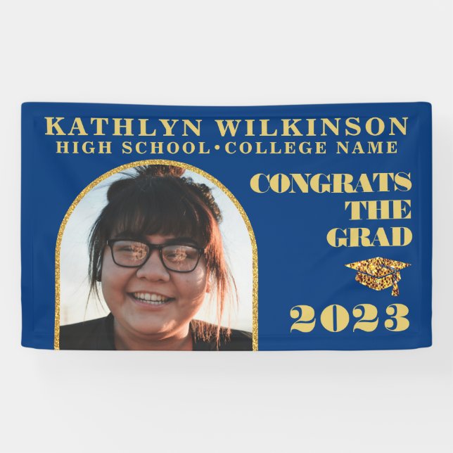 Lona Partido de Graduación de Foto del Arco Purpurina d (Horizontal)