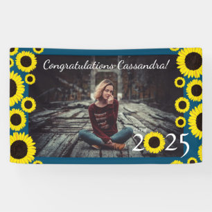 Lona Partido de Graduación del País Sunflower Azul