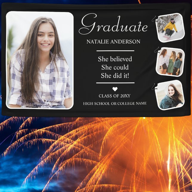 Lona Partido de Graduación Moderna de Foto de Graduado  (Subido por el creador)