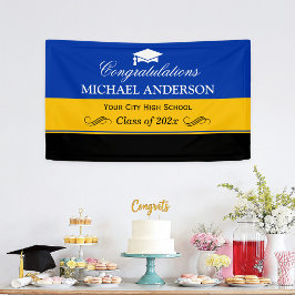 Lona Partido de graduación negro amarillo simple