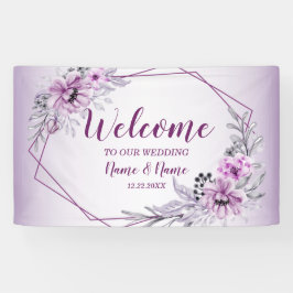 Lona Partido de la Boda de Bienvenida Pink Floral Viole
