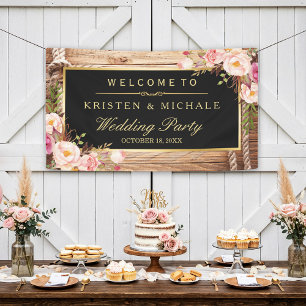 Lona Partido de la Boda Floral Rustic Country Wood Knot