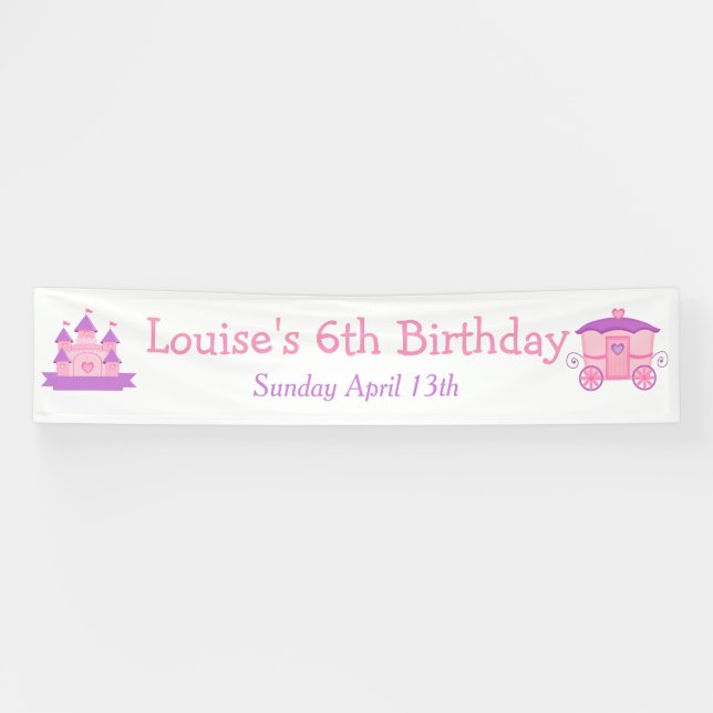 Lona Partido del Cumpleaños de la Princesa Rosa y Púrpu (Horizontal)