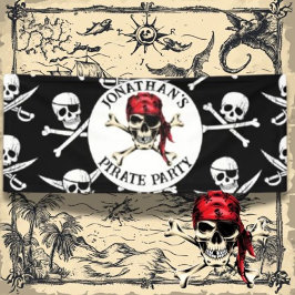 Lona Partido Pirata Salty Skull Negro adulto.