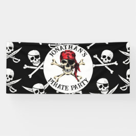 Lona Partido Pirata Salty Skull Negro adulto.