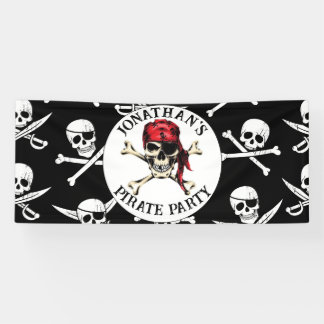 Lona Partido Pirata Salty Skull Negro adulto.