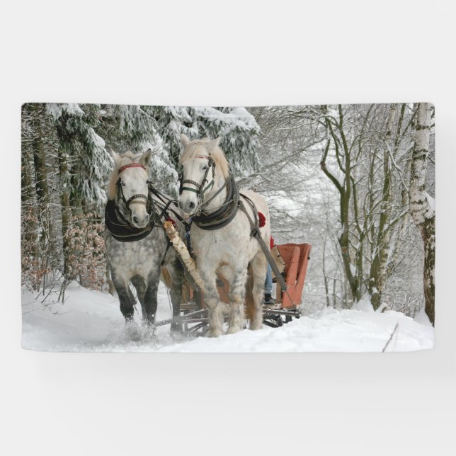 Lona Paseo en Sleigh en el bosque nevado (Horizontal)