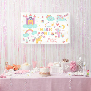 Lona Pastel arcoiris unicornio mágico un cumpleaños