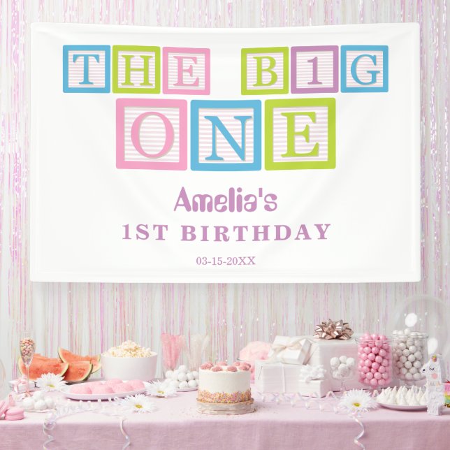 Lona Pastel Block Letters The Big One First Birthday  (Fiesta)