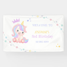 Lona Pastel Cute Unicornio Magnífico Día Cumpleaños