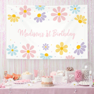 Lona Pastel Daisy Flower Cumpleaños