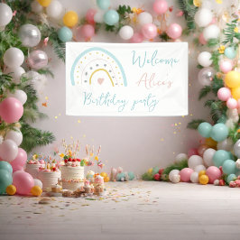 Lona Pastel de arcoiris Baby Birthday Party