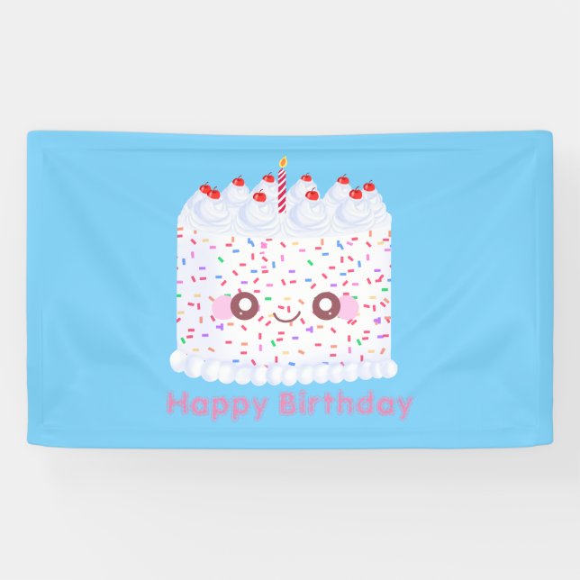 Lona Pastel de cumpleaños con espoleta de espuma blanca (Horizontal)