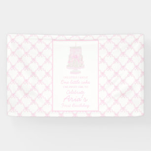Lona Pastel de cumpleaños rosado preppy Primer cumpleañ