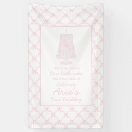 Lona Pastel de cumpleaños rosado preppy Primer cumpleañ