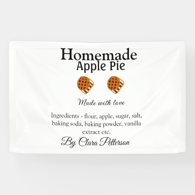 Lona pastel de manzana casero hecho con amor agrega ing (Horizontal)