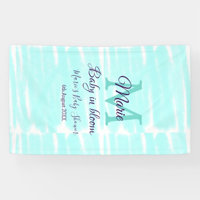 Lona Pastel green baby in bloom monogram baby shower te (Horizontal)