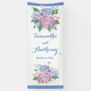Lona Pastel Hydrangeas - Banner Boda vertical
