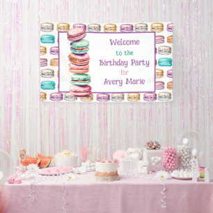 Lona Pastel Macaron Cookie da la bienvenida a la fiesta