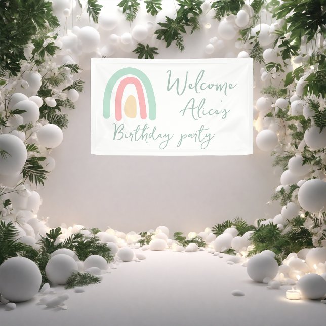 Lona Pastel minty rainbow Baby Primer Fiesta de cumplea (Subido por el creador)