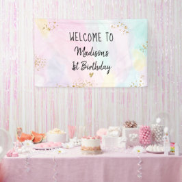 Lona Pastel Rainbow Pink Gold Birday