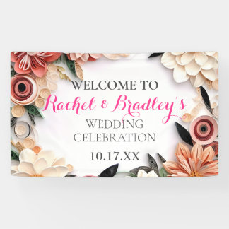 Lona Pastel Rosa Boda Papel verde Quilling Floral