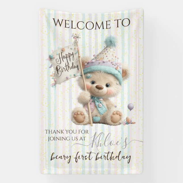 Lona Pastel Teddy Bear Birthday  (Vertical)