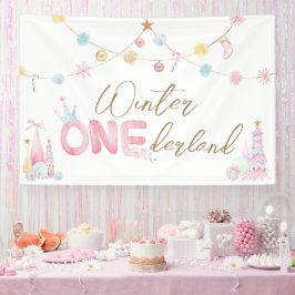 Lona Pastel Winter Onederland Primera fiesta de cumplea