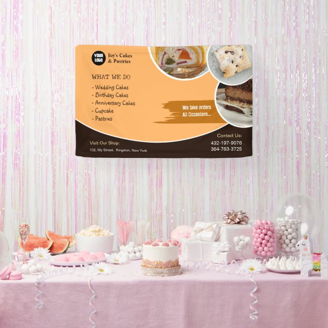 Lona Pastelero de Torta Banner Personalizado (Fiesta)