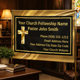 Lona Pastor De La Iglesia Elegante Oro Y Negro