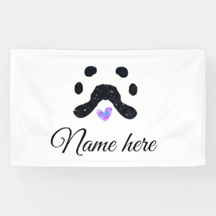 Lona Pata de perro mascota negro añadir nombre texto fo