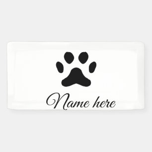 Lona Pata de perro negra mascota agregar nombre texto f