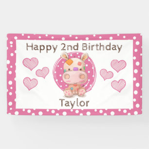 Lona Patchwork Cumpleaños rosa de los niños de Hippo