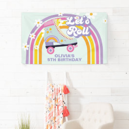 Lona Patín retro arcoíris cumpleaños