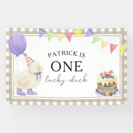 Lona Pato de acuarela cumpleaños 1 Bienvenida