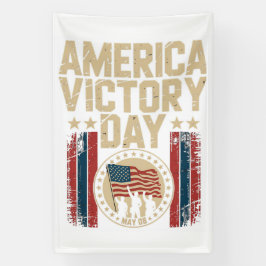 Lona Patriotic America Victory Day Emblem with Soldiers