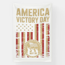 Lona Patriotic America Victory Day Emblem with Soldiers