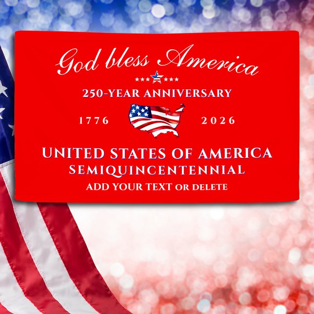 Lona Patriotic God Bless America 250 Semiquincentennial (Patriotic God Bless America 250 Semiquincentennial Commemorative Event Party Decoration Banner)