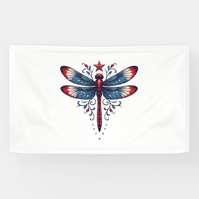 Lona Patriotismo de la librena de la bandera estadounid (Horizontal)