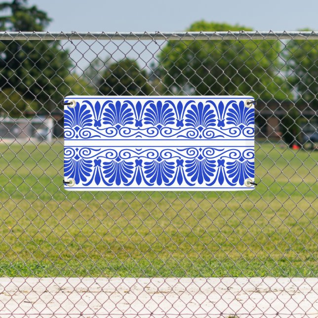 Lona Patrón árabe del Mediterráneo griego Azul (in situ)