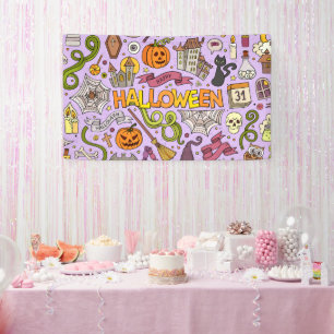 Lona Patrón de garabatos de Halloween adorable
