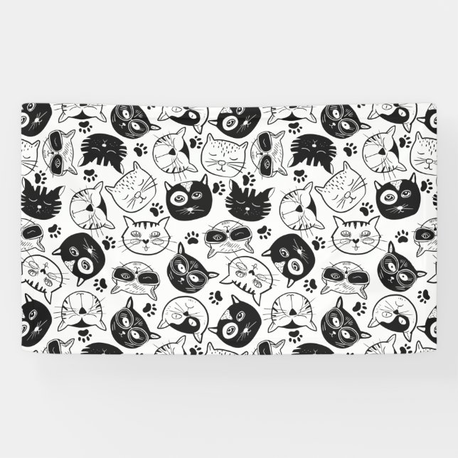 Lona Patrón de gato lindo gato de casa, Maine Coon (Horizontal)