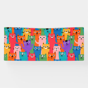 Lona Patrón de gatos coloridos