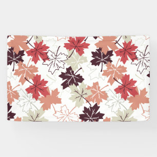 Lona Patrón de hojas de otoño rojas blanco